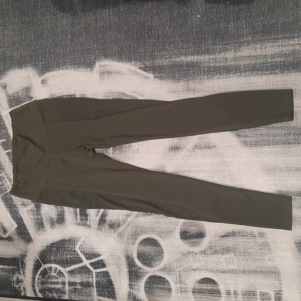 Embrace Your Love Leggings, olive green, size small, pockets, sheer panels